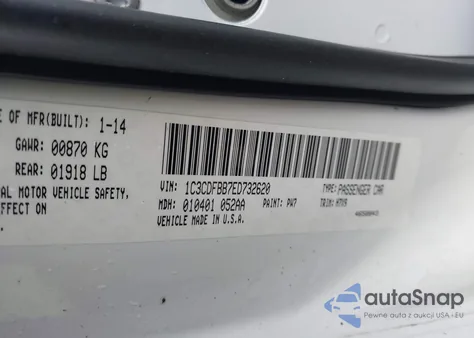 2013 Dodge Dart Limited from USA, damaged, VIN 1C3CDFCA6DD346629